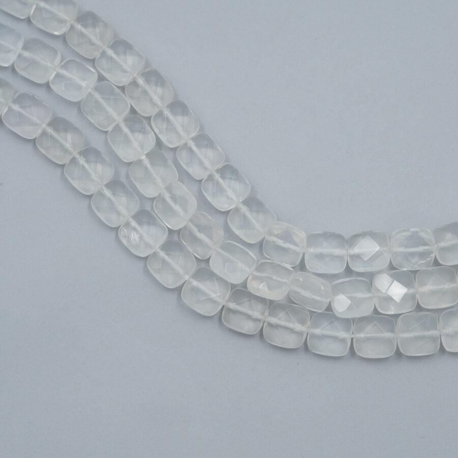 Quarzo Ialino fili quadrati sfaccettati 12mm