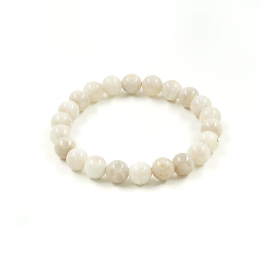 Bracciale elastico Agata Crazy Lace Bianca 8mm