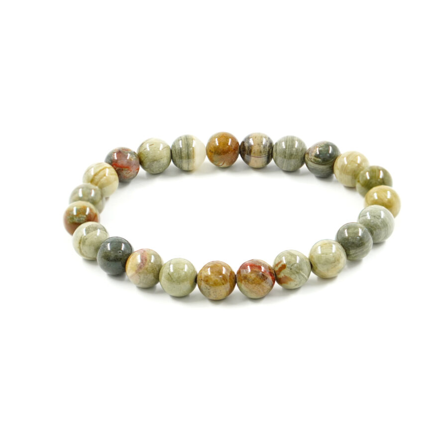 Bracciale elastico Diaspro Foglia d'Argento 8mm