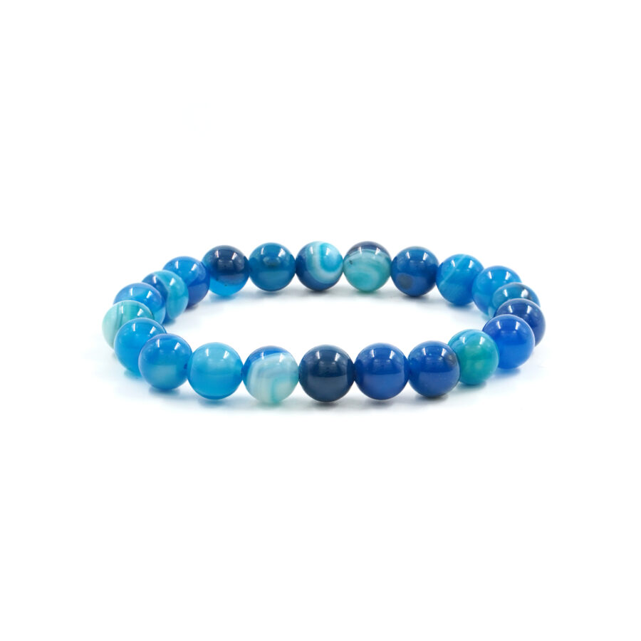 Bracciale elastico Agata Blu Striata 8mm