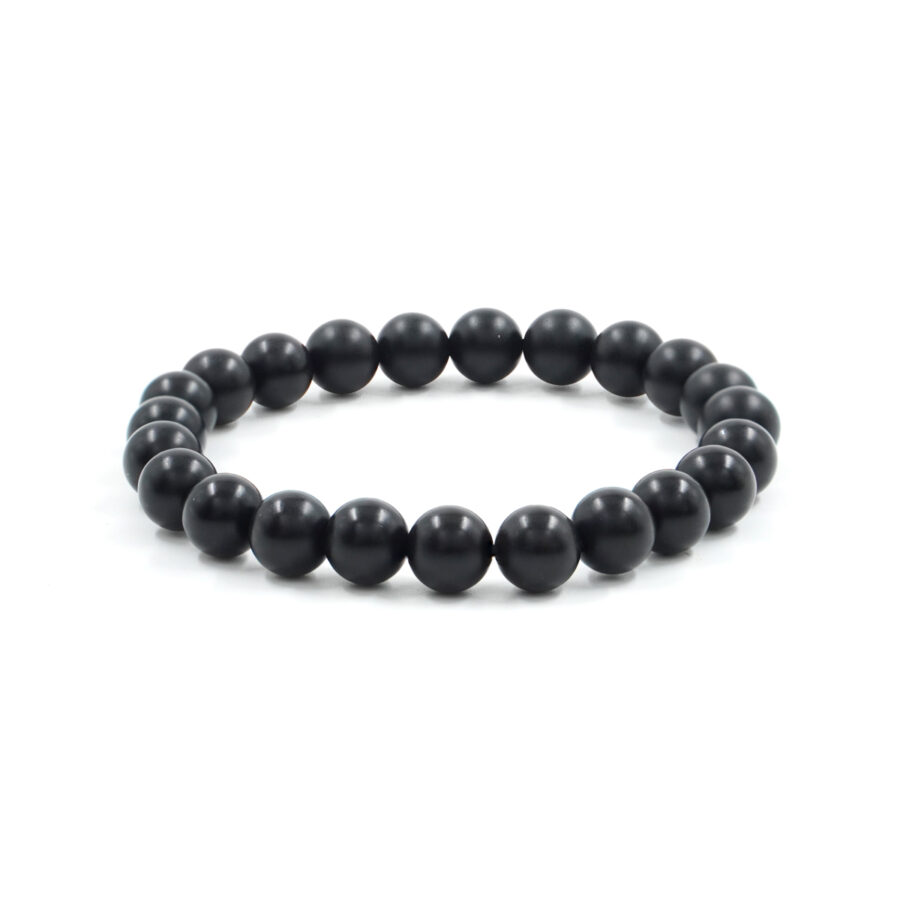 Bracciale elastico Agata Nera Satinata 8mm