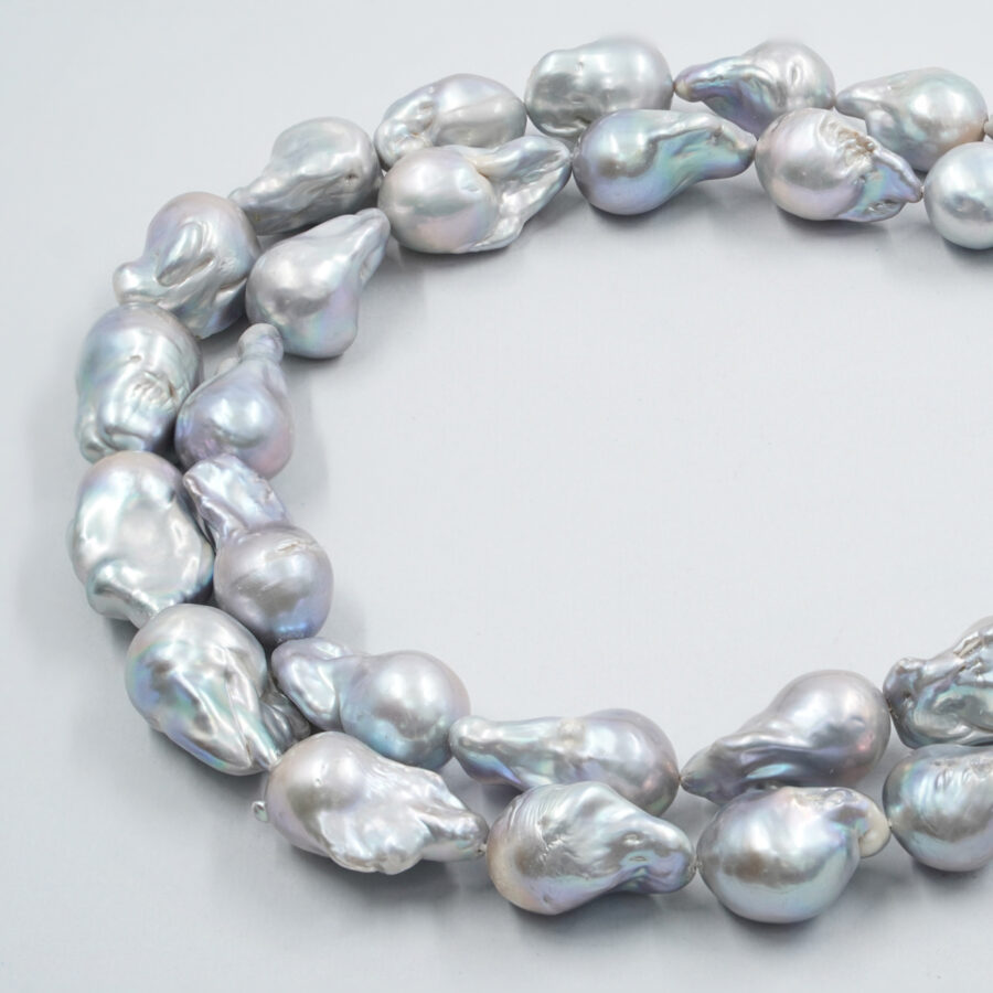 Perle d'Acqua Dolce fili barocco con nucleo 15-17mm - peso 91/100gr - Colore Grigio