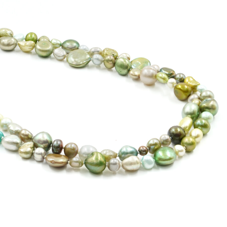 Collane con perle barocche multicolore verde – Lunghezza 160cm
