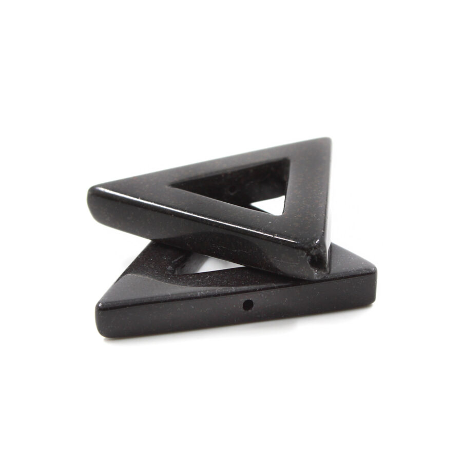 Agata Nera Cornice triangolare 30mm – Foro Passante - immagine 2