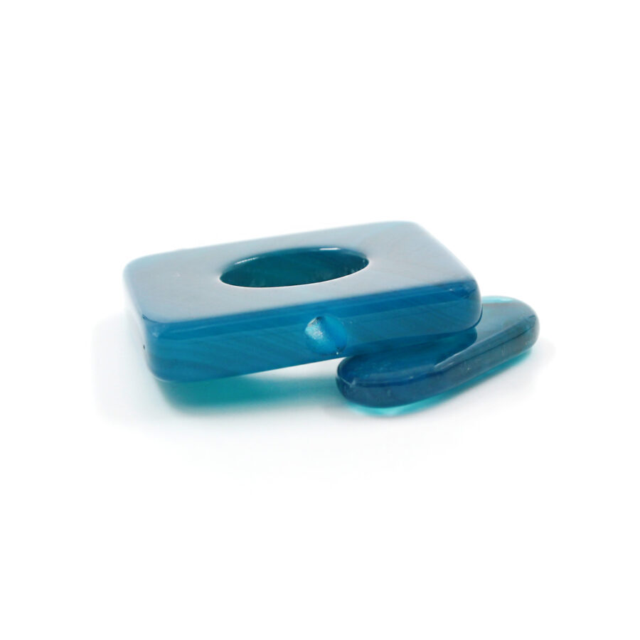 Agata Blu chiusura quadrata 25mm - immagine 2
