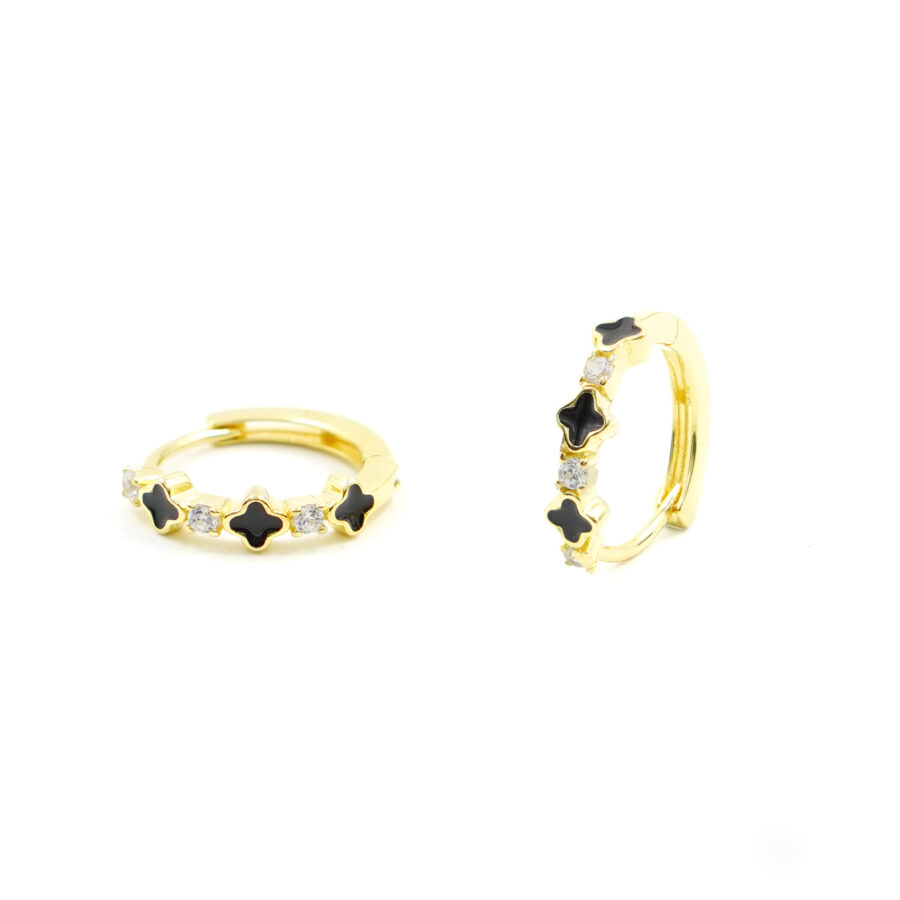 Orecchini in argento cerchio con smalto e zirconi – Dorato