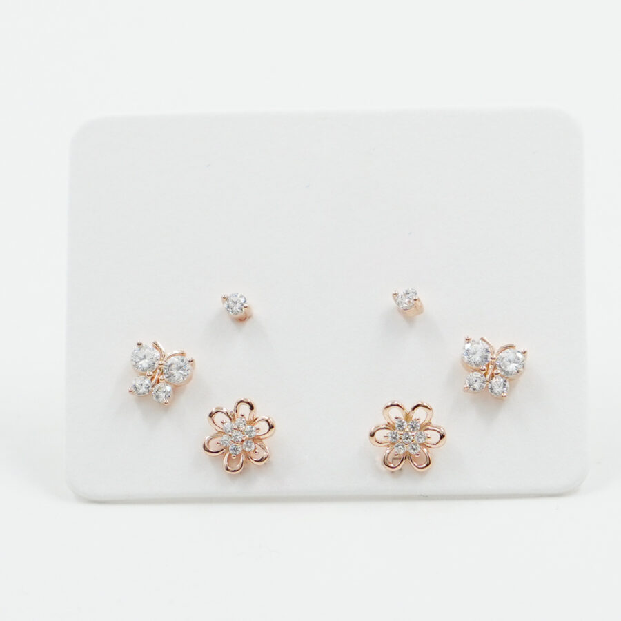 Set di Orecchini in argento fiore con zirconi – Rosè