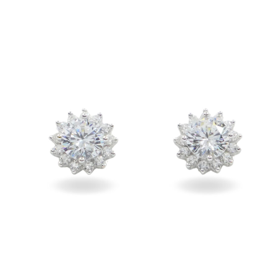 Orecchini in argento con zirconi  - Rodiato