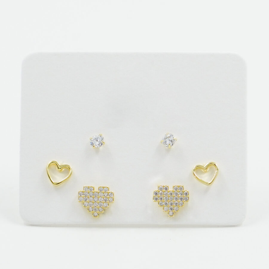Set di Orecchini in argento cuore con zirconi – Dorato