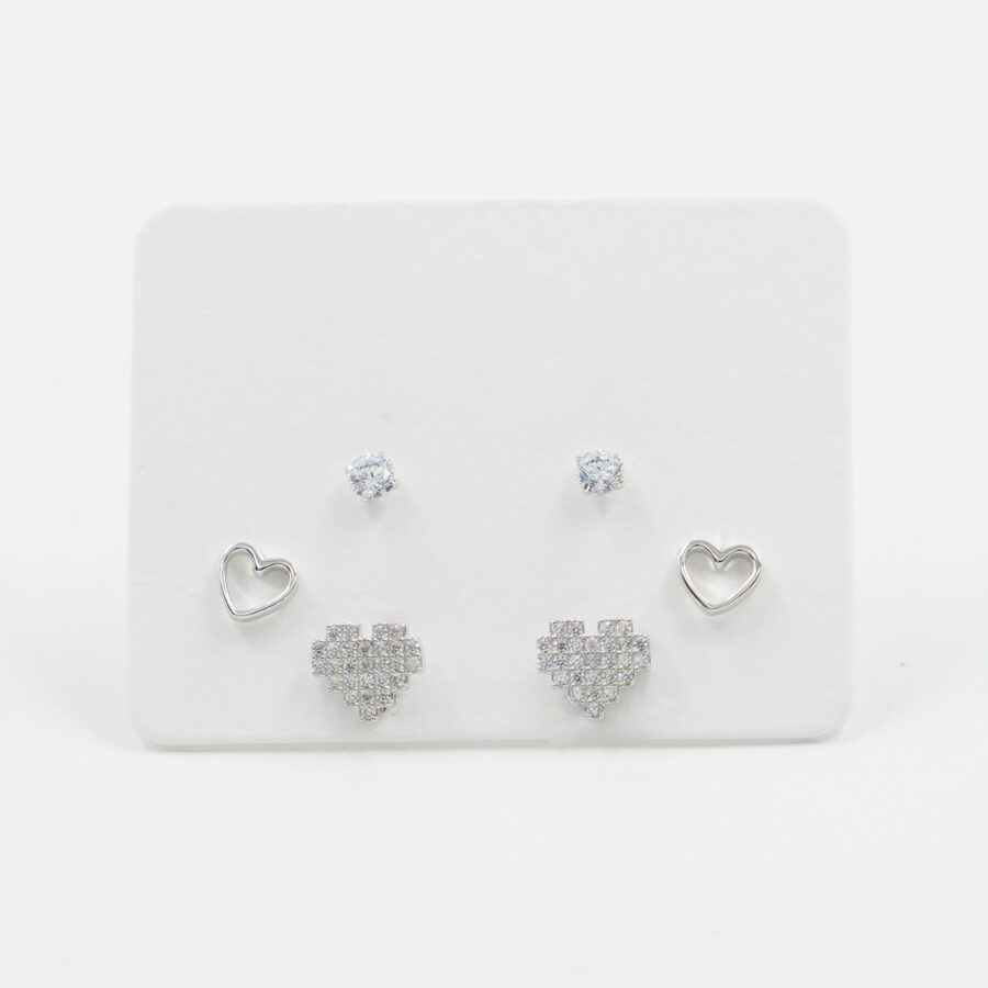 Set di Orecchini in argento cuore con zirconi – Rodiato