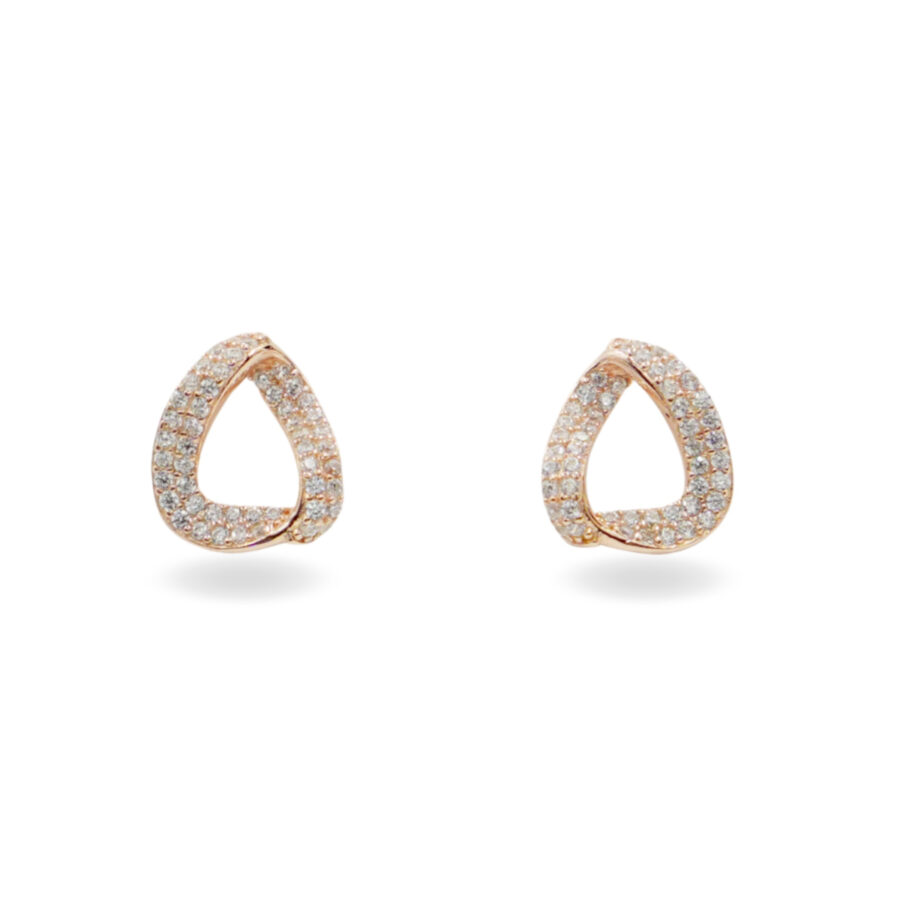 Orecchini in argento forma nastro con zirconi – Rosè