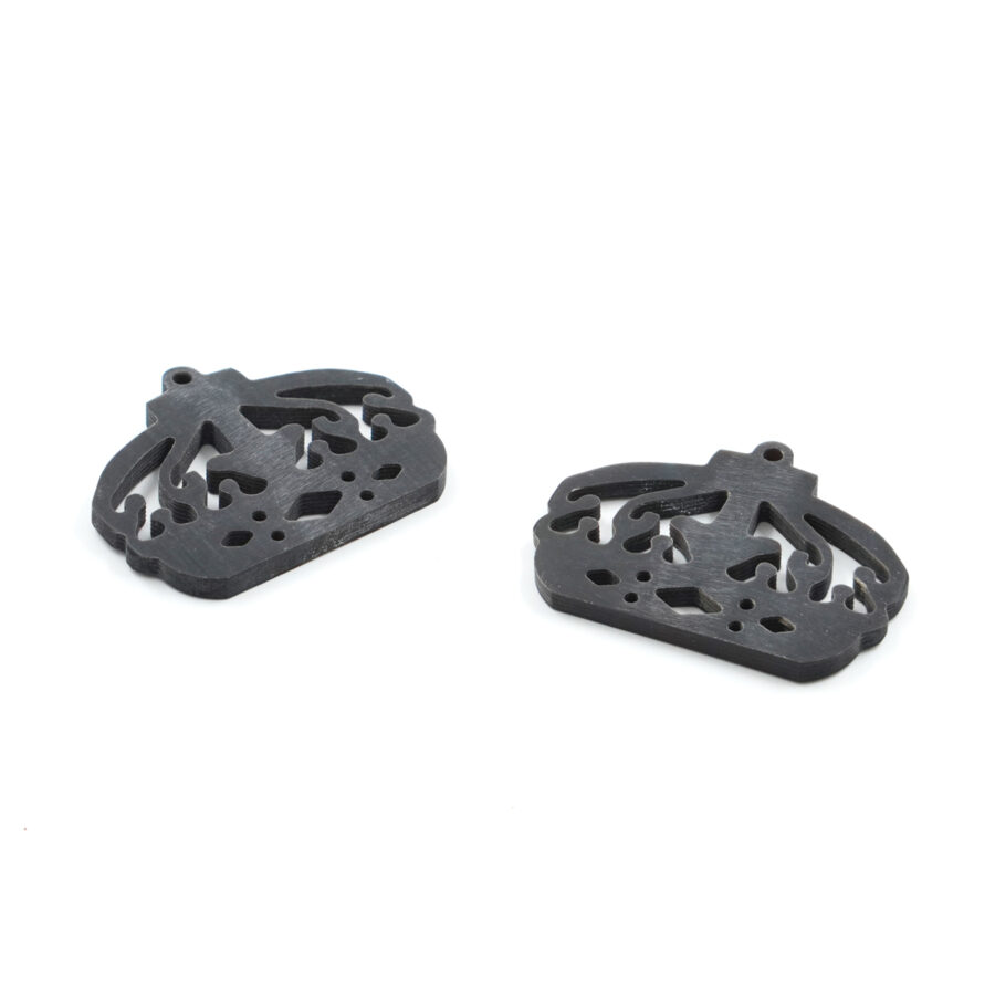 Separatore piatto in Corno forma Corona 30x40mm – Nero Satinato - immagine 2