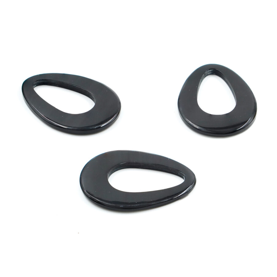 Creola in Corno forma Goccia 35x50mm – Nero Liscio - immagine 2
