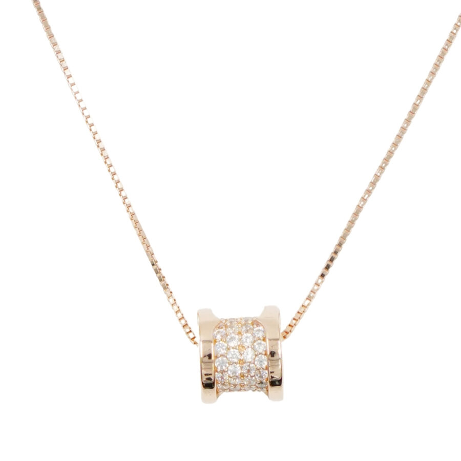 Collana in argento con cilindro e zirconi – Rosè