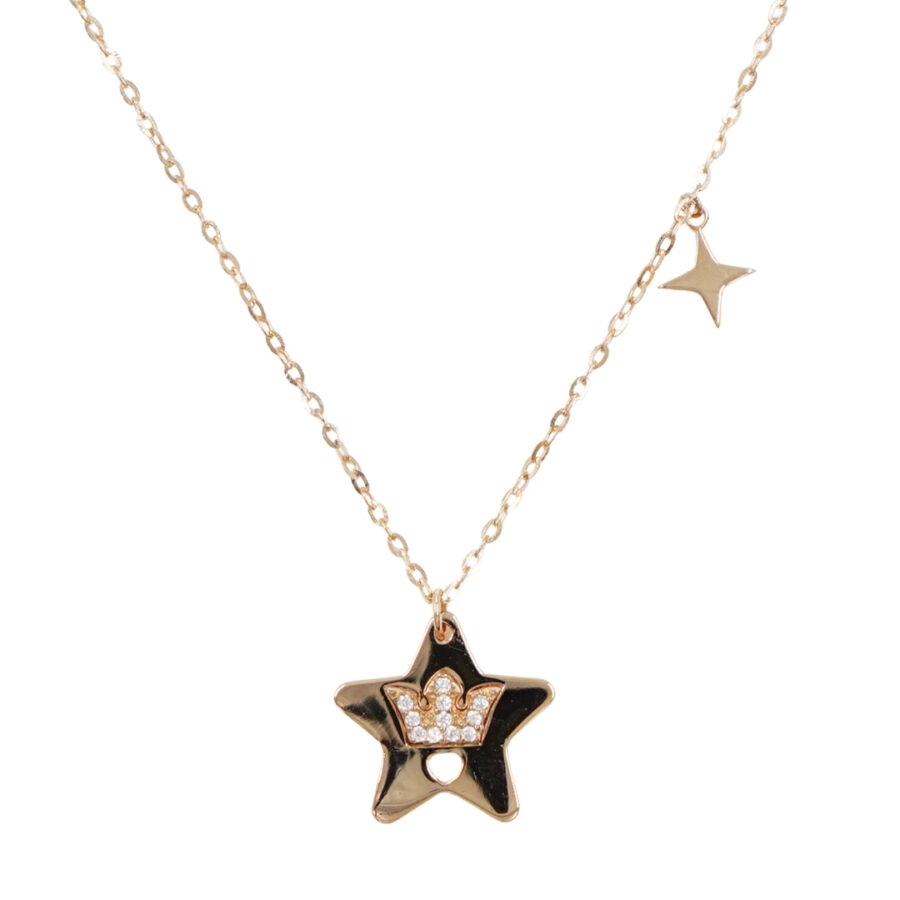 Collana in argento con stella e zirconi – Rosè