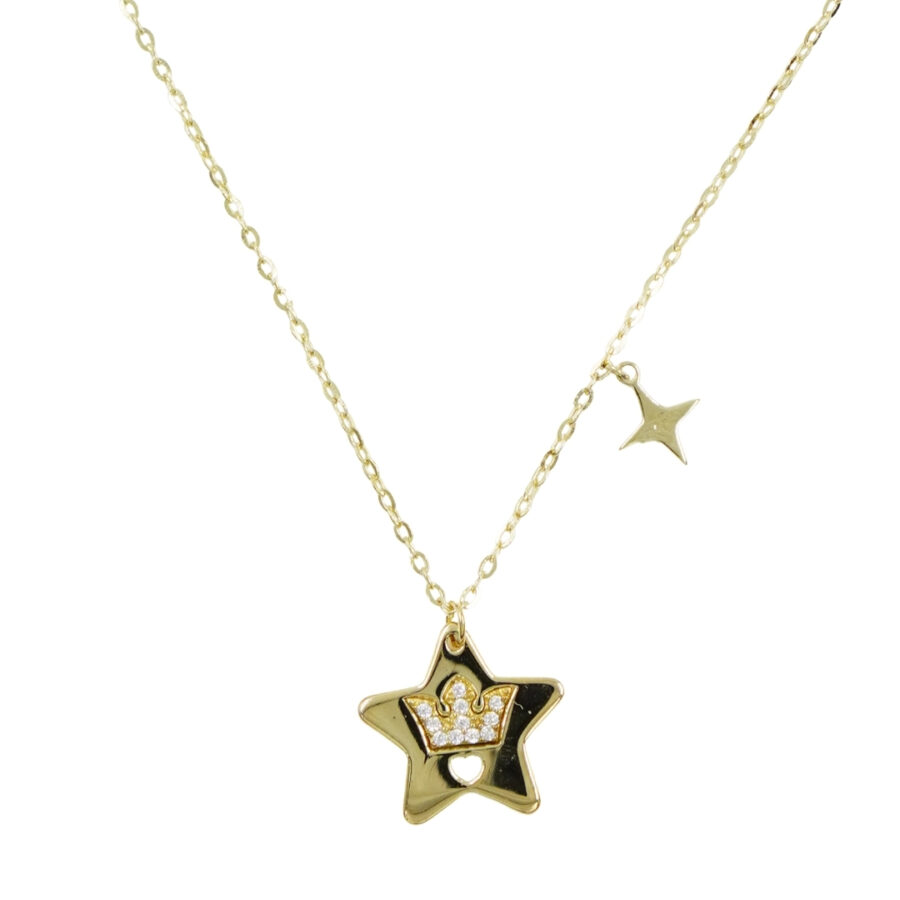 Collana in argento con stella e zirconi – Dorato