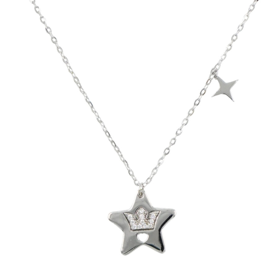 Collana in argento con stella e zirconi – Rodiato