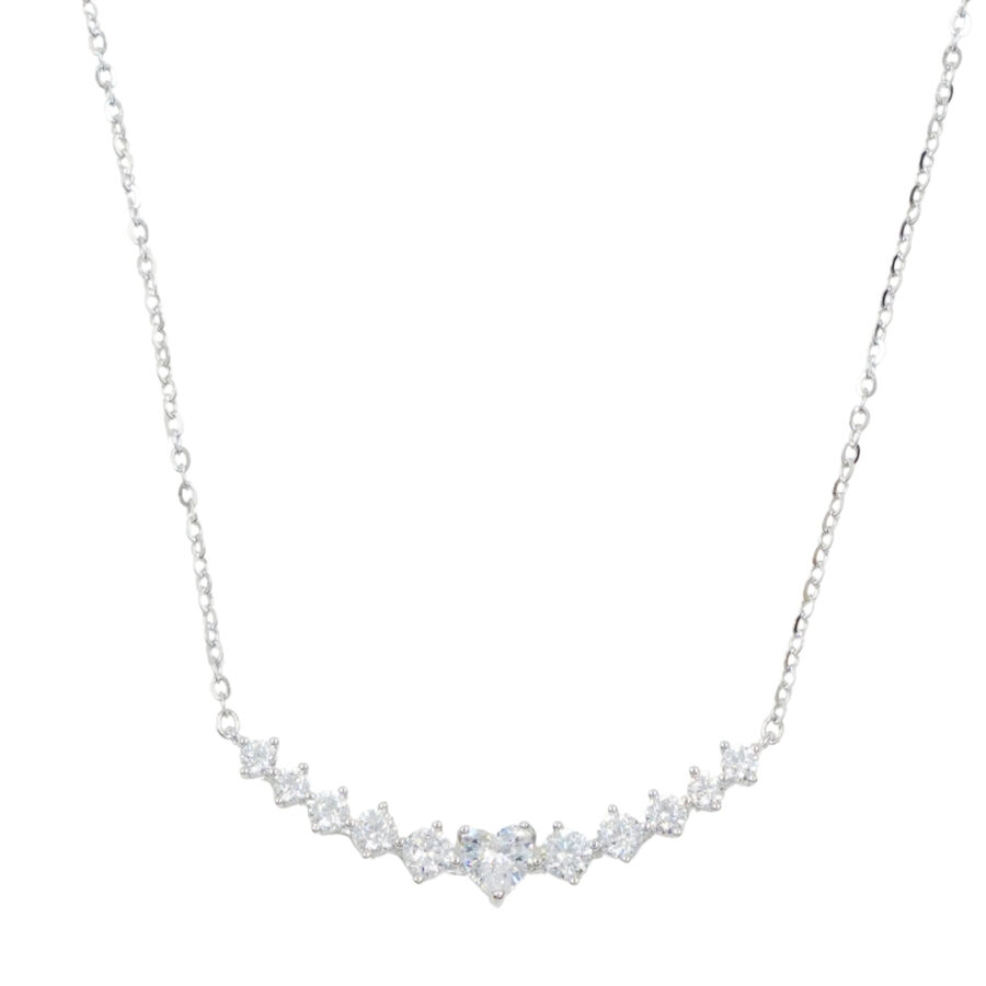 Collana in argento con arco di stelle con zirconi – Rodiato