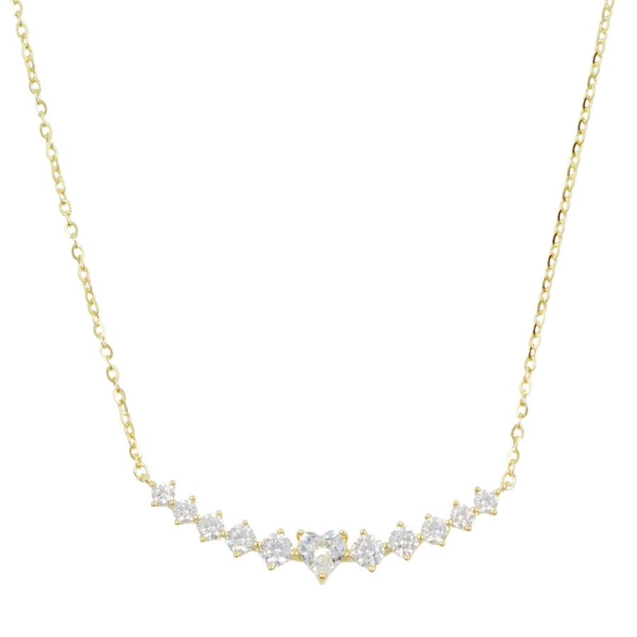 Collana in argento con arco di stelle con zirconi – Dorato