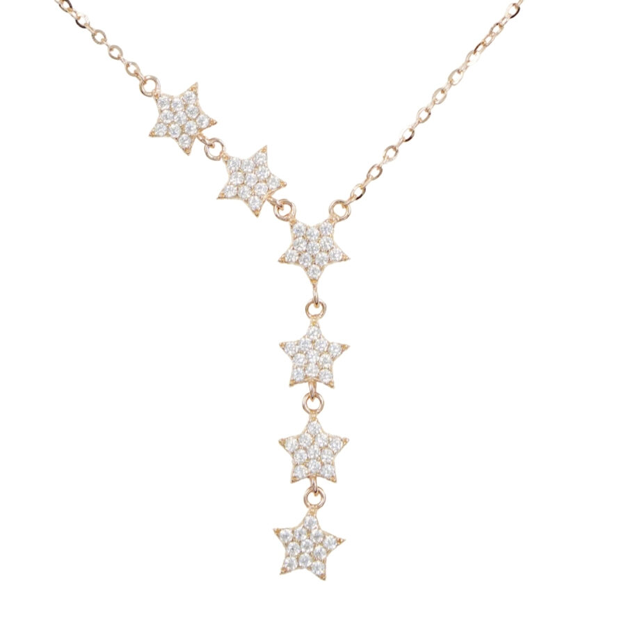 Collana in argento con arco di stelle e zirconi – Rosè