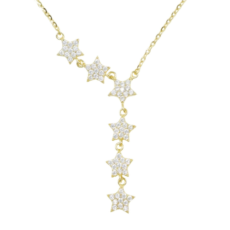 Collana in argento con arco di stelle e zirconi – Dorato