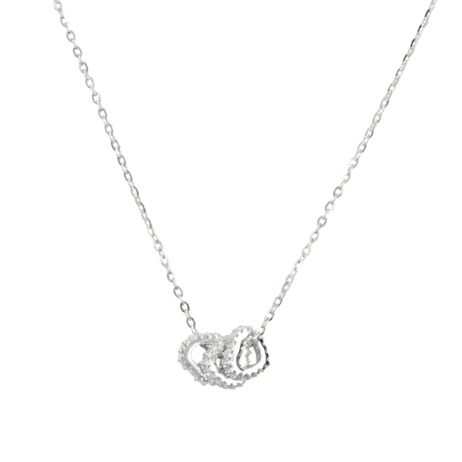 Collana in argento con tre cuori con zirconi – Rodiato
