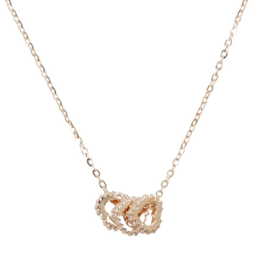 Collana in argento con tre cuori con zirconi - Rosè