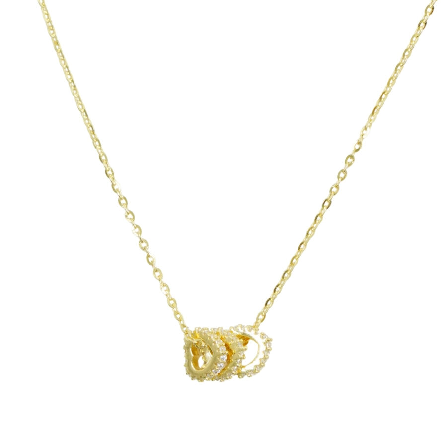 Collana in argento con tre cuori con zirconi – Dorato