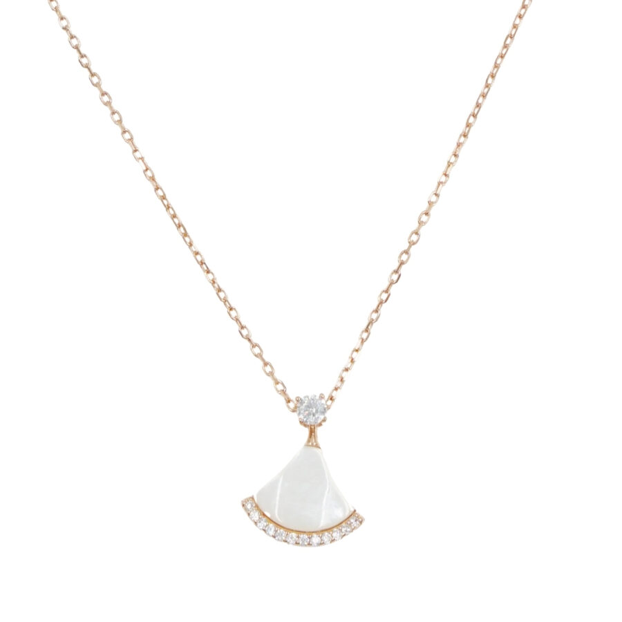 Collana in argento con ciondolo con madreperla e zirconi – Rosè