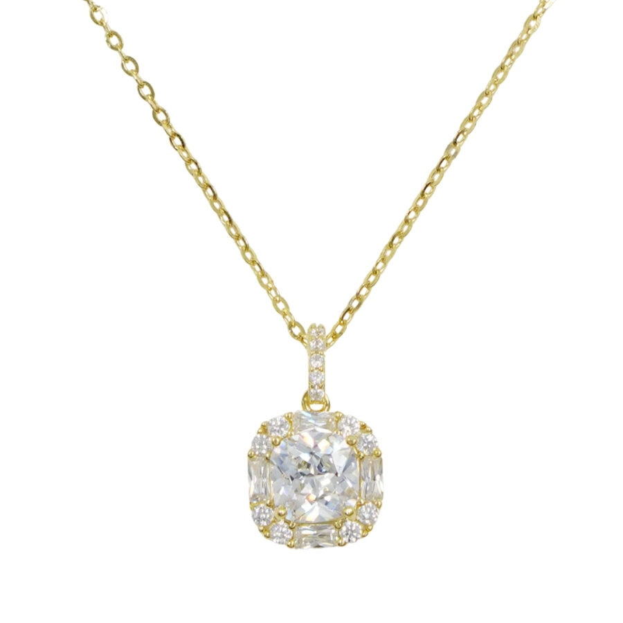 Collana in argento con ciondolo con zirconi – Dorato