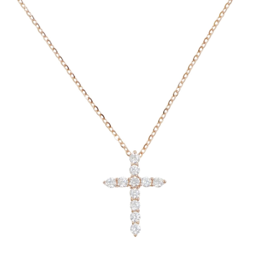 Collana in argento con ciondolo croce con zirconi – Rosè