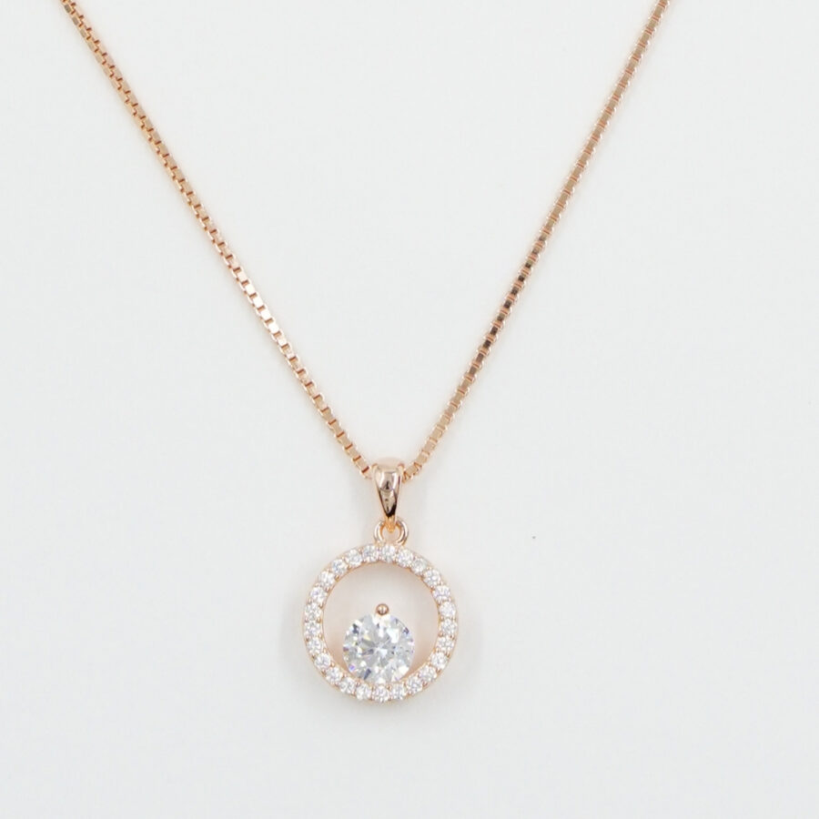 Collana in argento con ciondolo con zirconi – Rosè