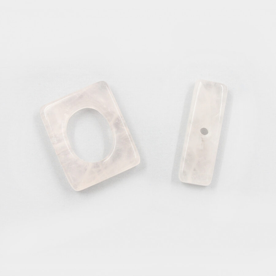 Quarzo Rosa chiusura rettangolare 22x18mm
