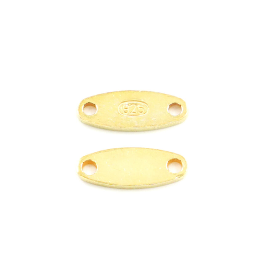 Argento targhette ovali 925 doppio foro [Buste da 2,50gr] – Dorato