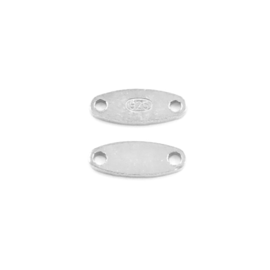 Argento targhette ovali 925 doppio foro [Buste da 2,50gr] – Rodiato