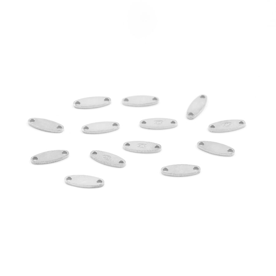 Argento targhette ovali 925 doppio foro [Buste da 2,50gr] – Rodiato - immagine 2