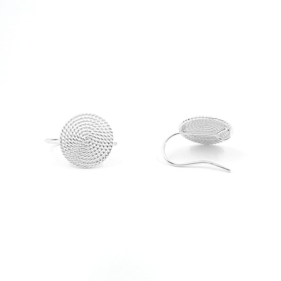 Argento 925 orecchino tondo granulato 15mm – Argentato