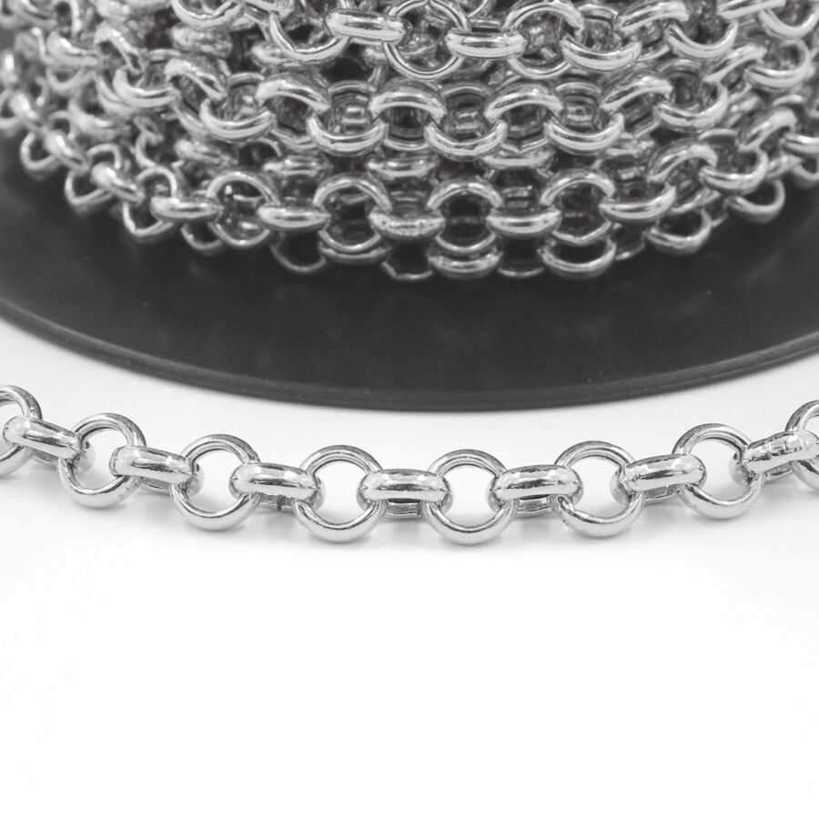 Catena Rolo’ vuota in argento 925 diametro 8mm – Rodiato