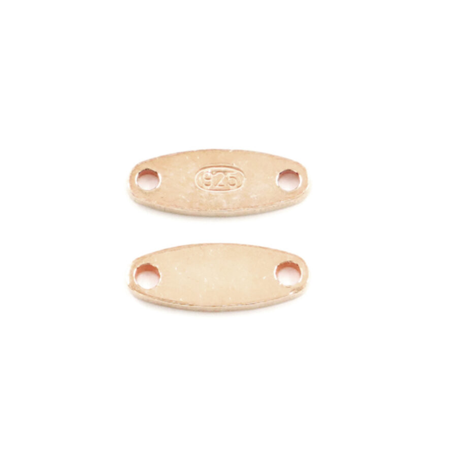 Argento targhette ovali 925 doppio foro [Buste da 2,50gr] – Rosè