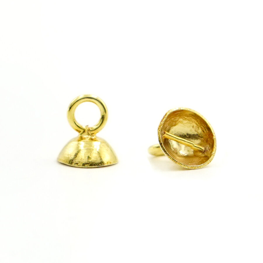 Argento 925 coppette con barra 6-6½mm ed anello chiuso – Dorato