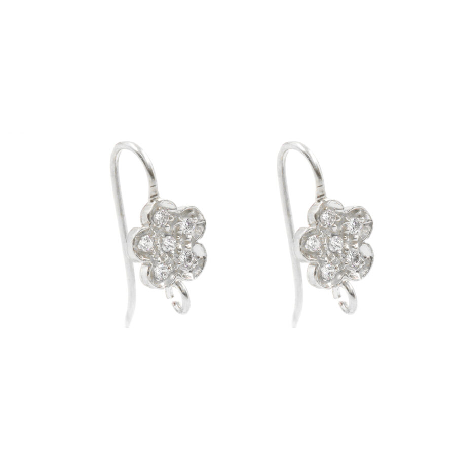 Argento 925‰ orecchini fiore con zirconi 8x8mm con gancio