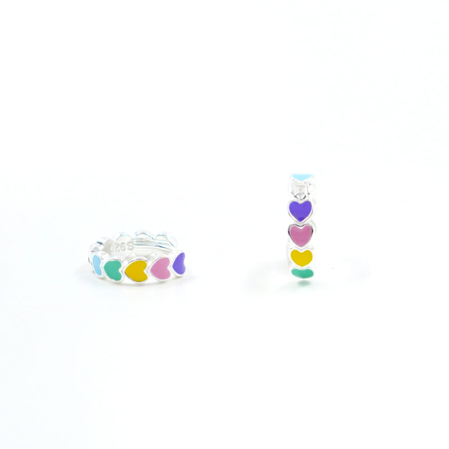 Orecchini in argento con cuori smaltati 13mm – Argentato