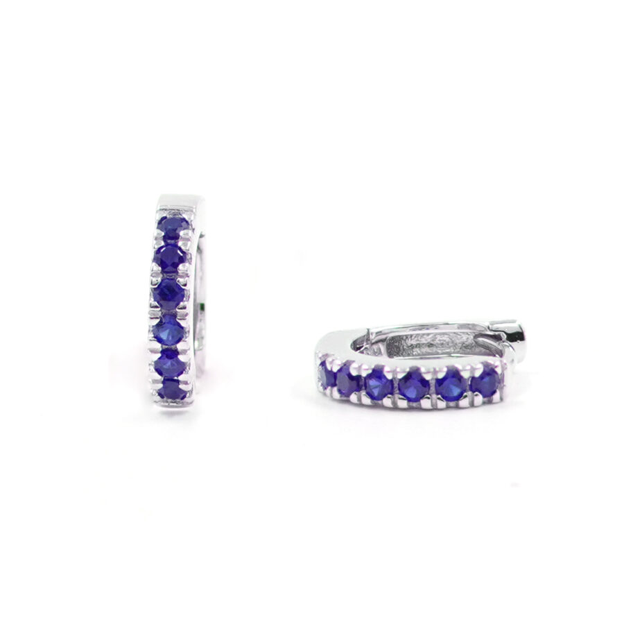 Orecchini in argento a baionetta con zirconi verdi 11mm - Rodiato