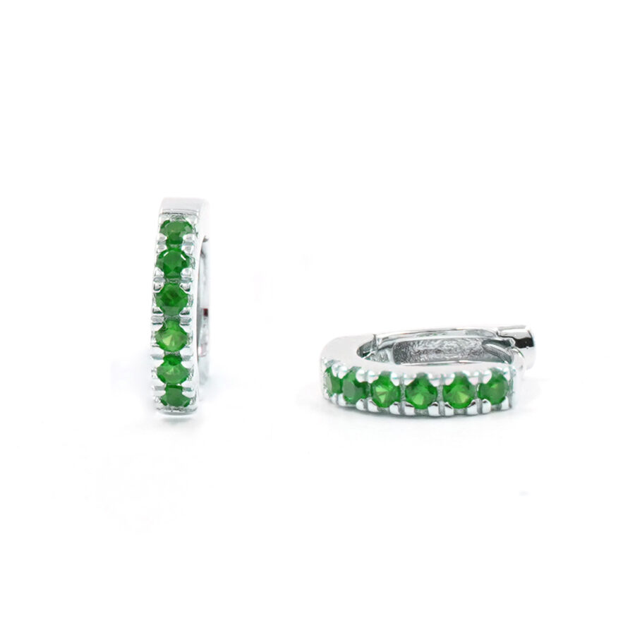 Orecchini in argento a baionetta con zirconi blu 11mm - Rodiato
