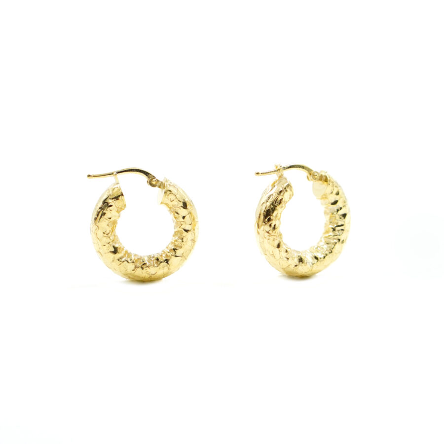 Orecchini cerchio martellato in argento a baionetta 22mm – Dorato