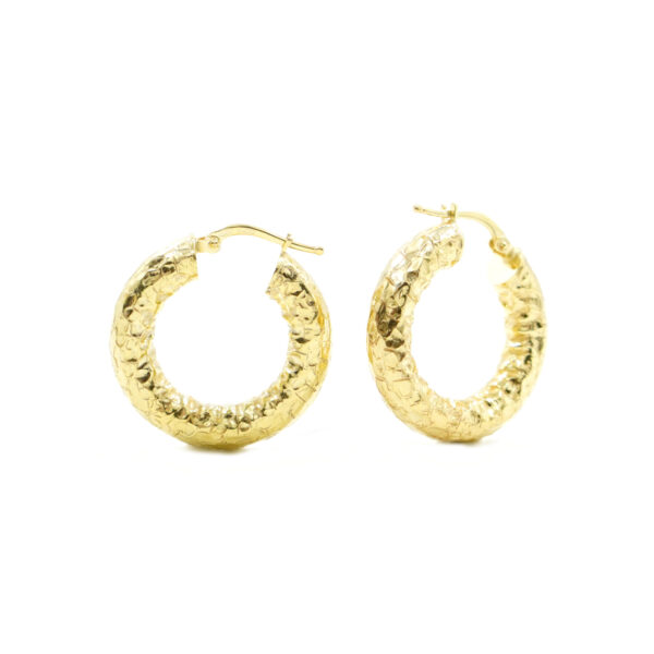 Orecchini cerchio martellato in argento a baionetta 25mm – Dorato