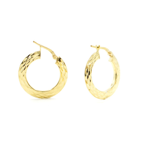 Orecchini cerchio diamantato in argento a baionetta 23mm – Dorato