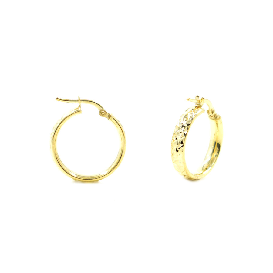 Orecchini fascia diamantata in argento a baionetta 20mm – Dorato