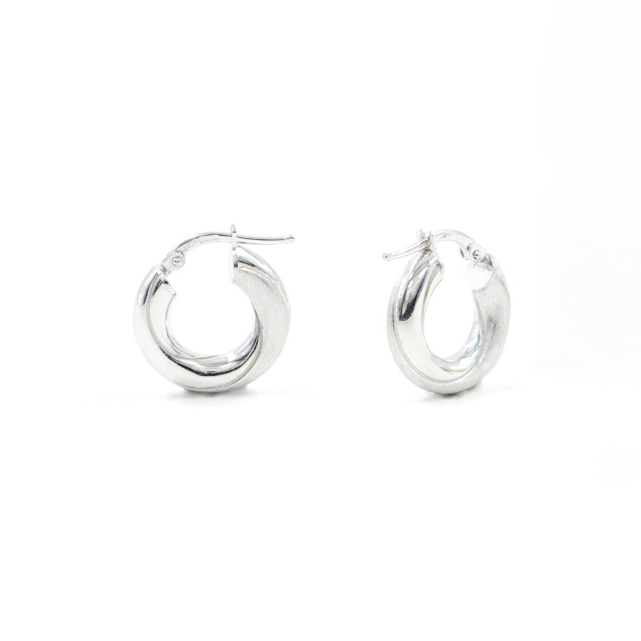 Orecchini cerchio satinato in argento a baionetta 16mm – Argentato