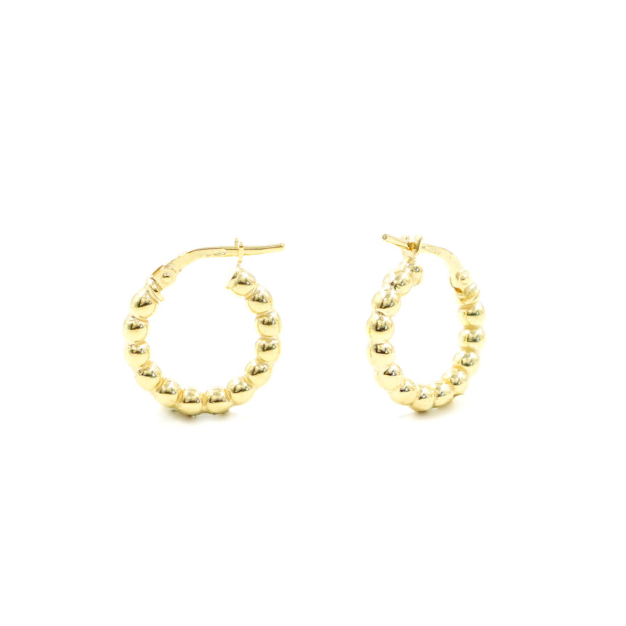 Orecchini cerchio a pallini in argento a baionetta 16mm – Dorato